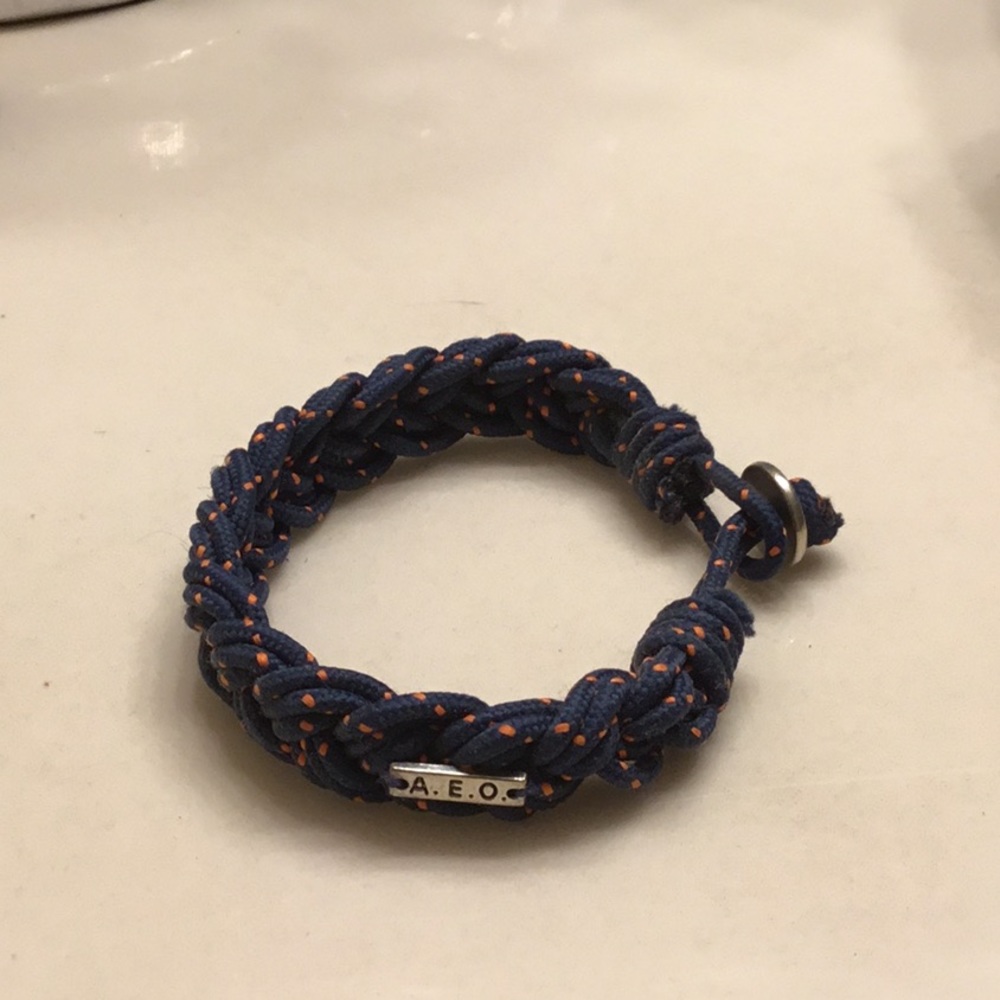 Blue braided American Eagle Outfitters bracelet.